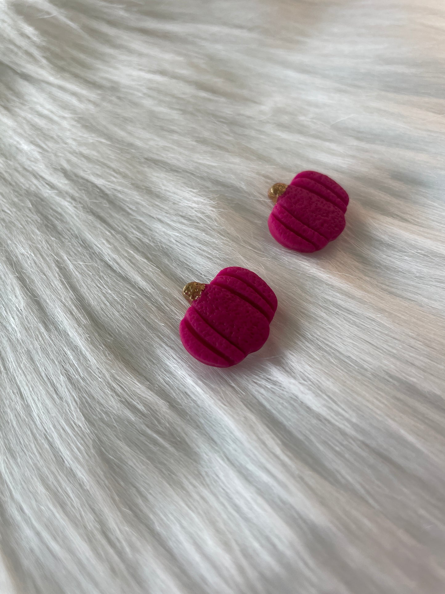 Magenta pumpkin stud earrings | Halloween earrings