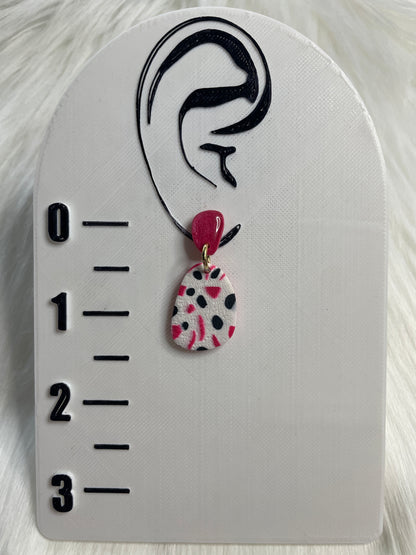 Pink and black spotted small Barbie dangles