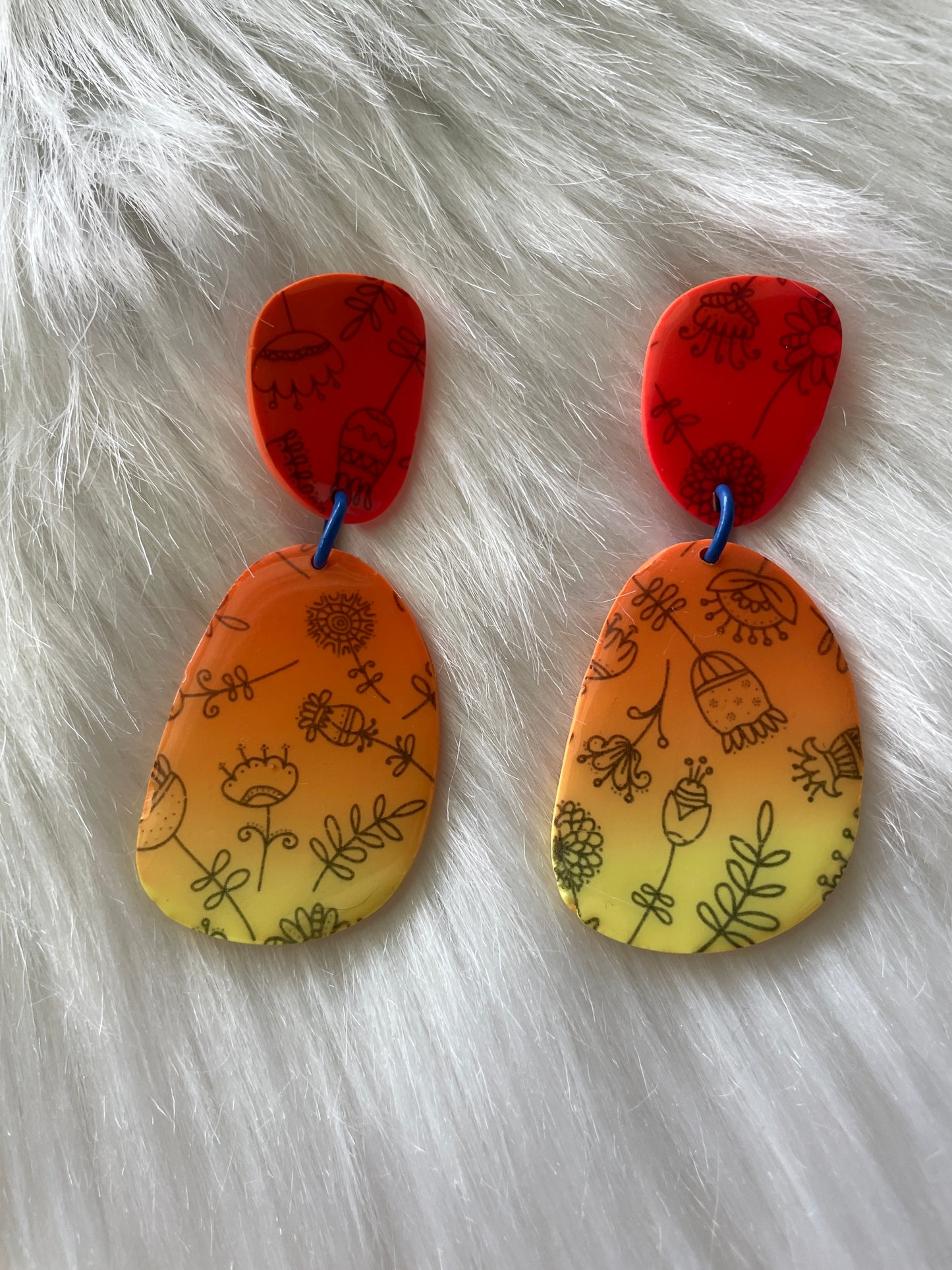 Large ombré floral dangles