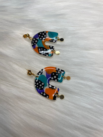 Scalloped Rainbow dangle earrings | Halloween Earrings