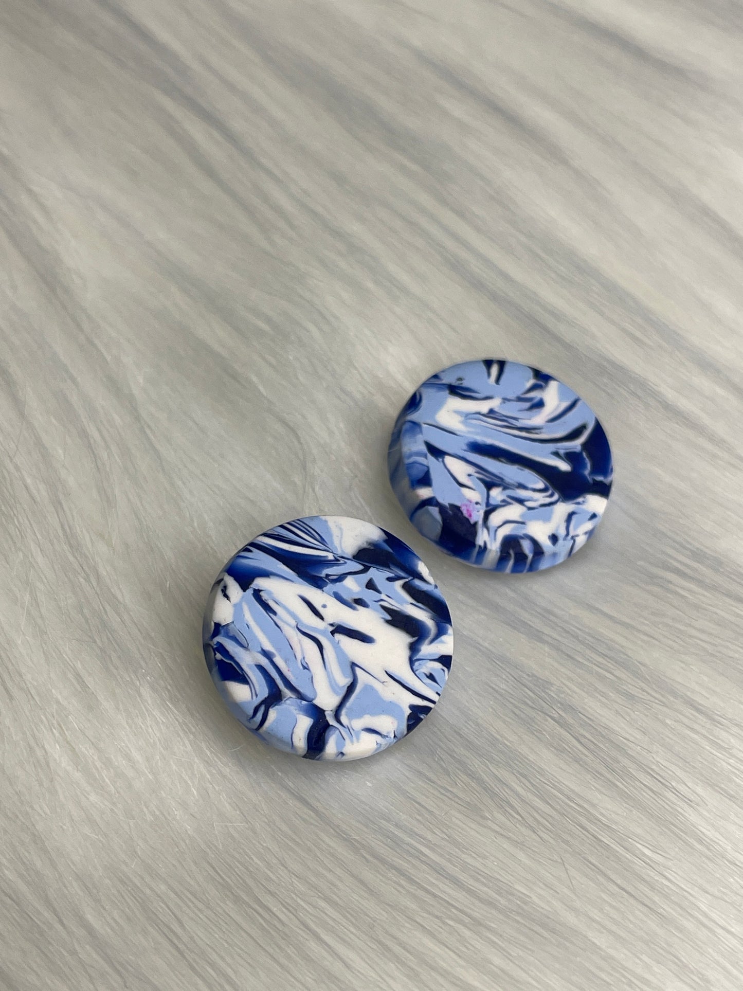 Navy, light blue, & white swirled studs