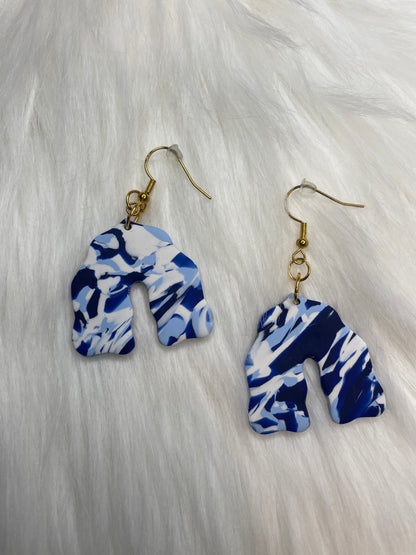 White, Light Blue, & Navy Striped Arch Dangles