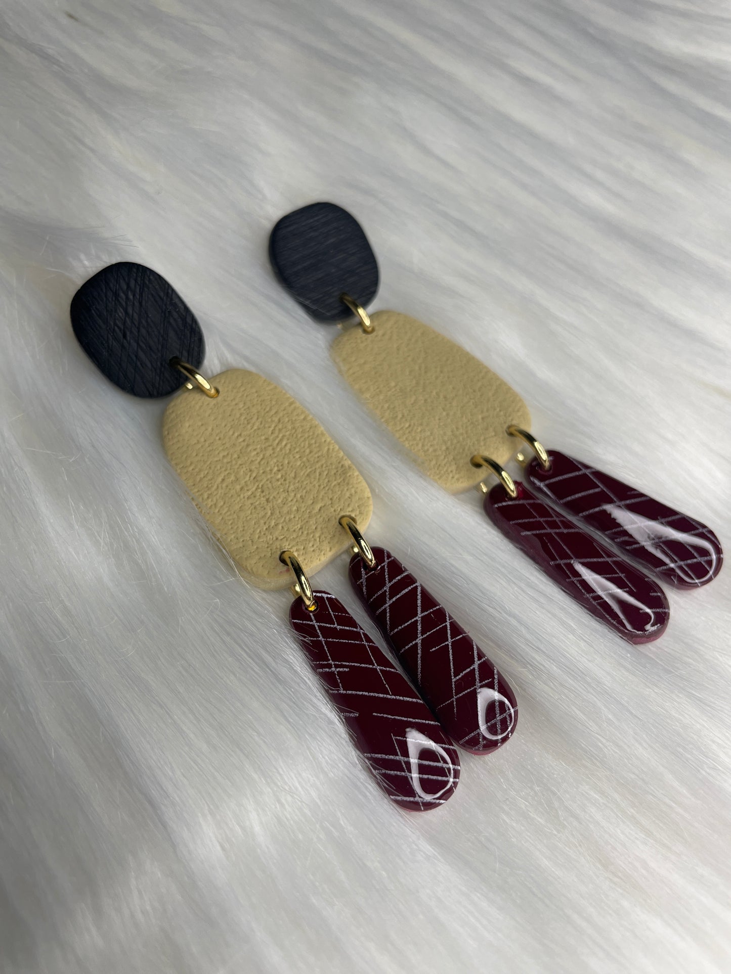 Three tiered multi-colored dangles | Gameday earrings | Fall earrings