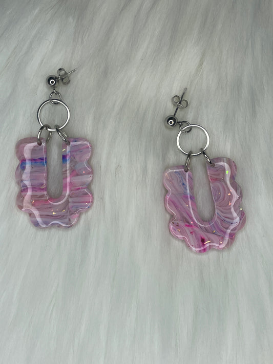 Cotton candy marbled dangles