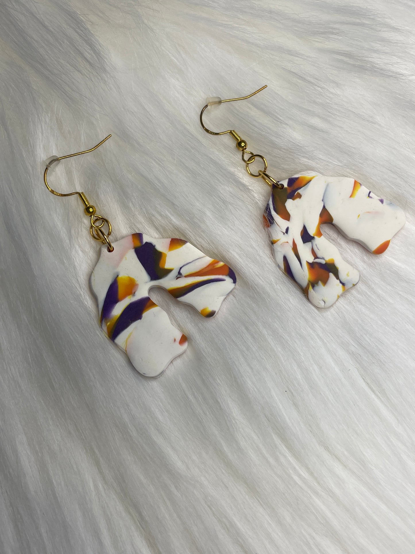 White, Orange, & Purple Striped Arch Dangles