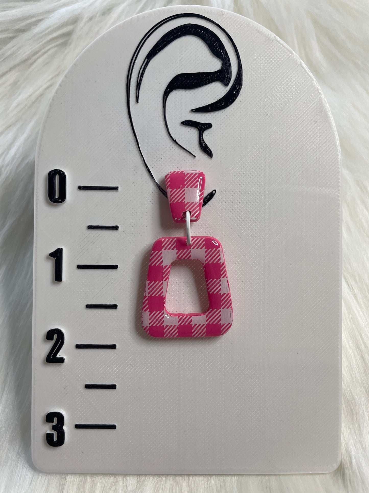 Pink and white Barbie gingham dangle