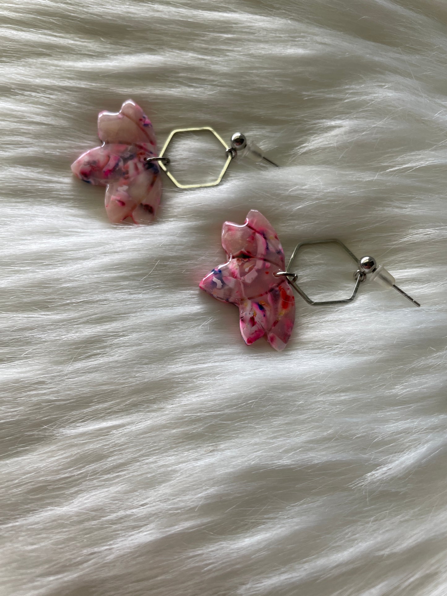 Multi colored pink lotus dangles