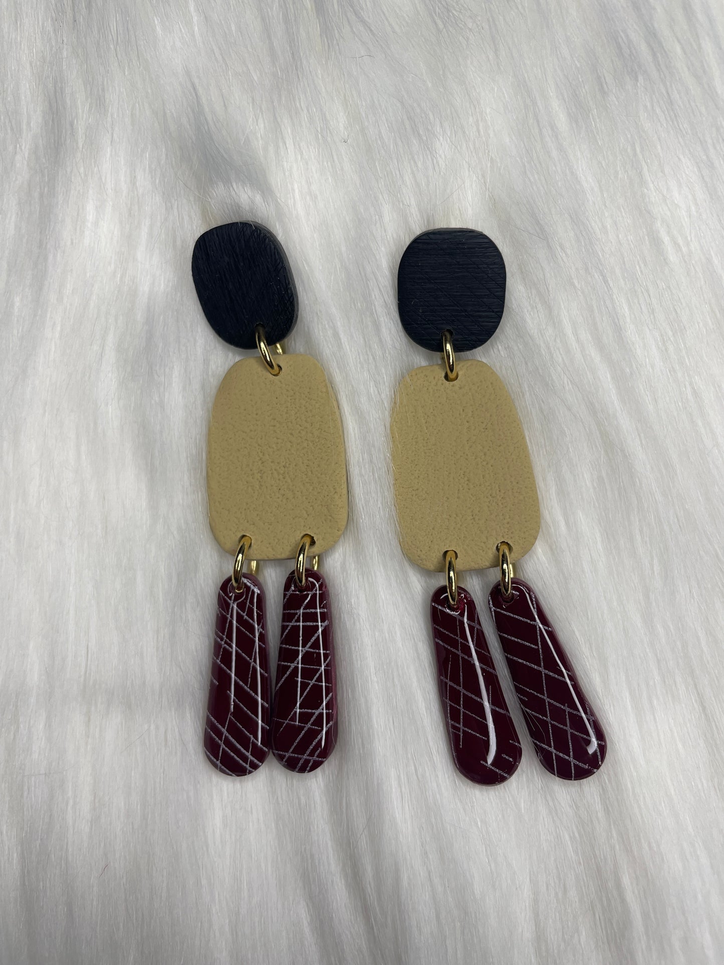 Three tiered multi-colored dangles | Gameday earrings | Fall earrings