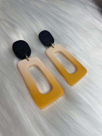 Orange ombre rectangle dangle earrings | Halloween earrings