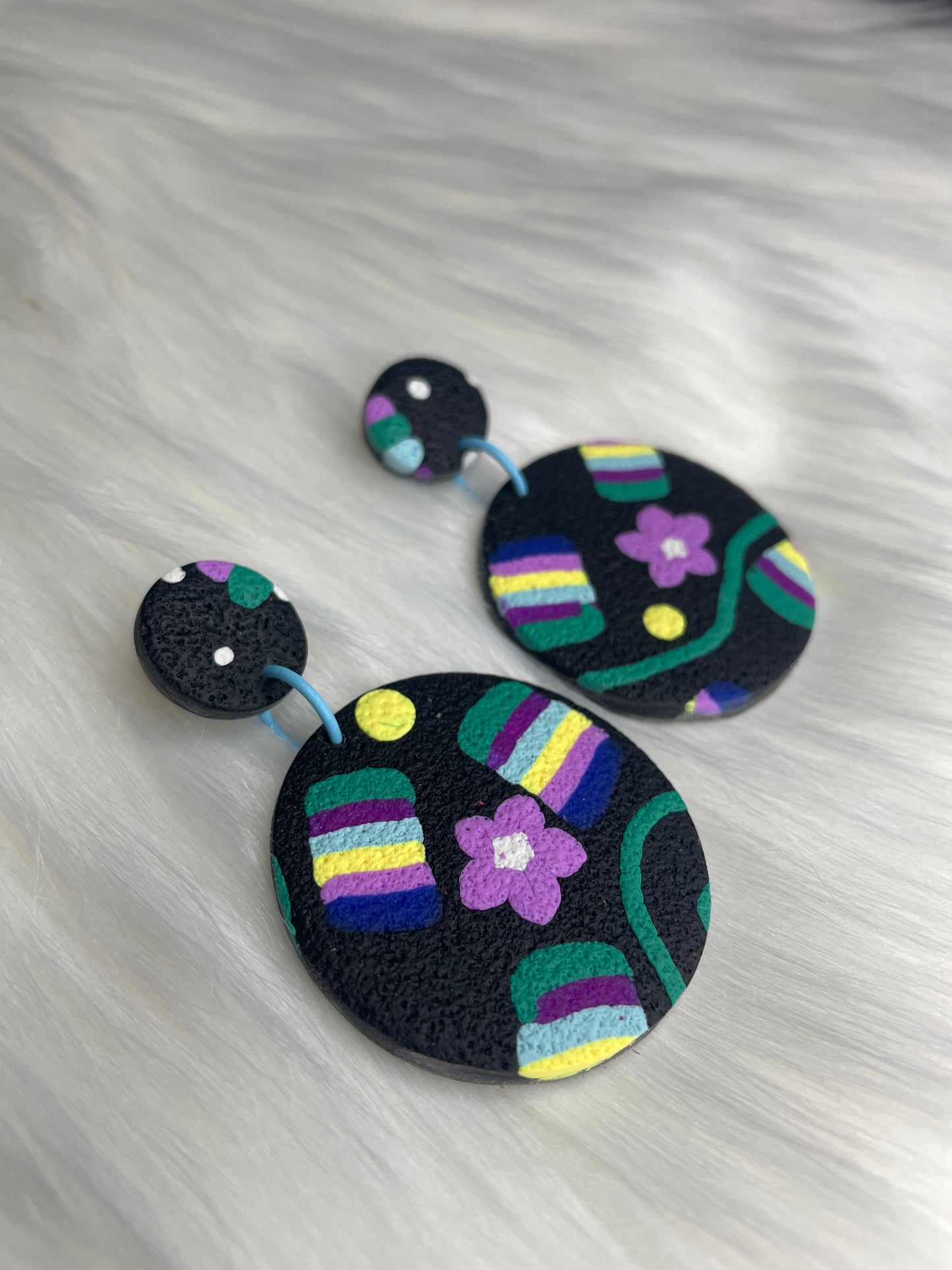 Retro Miami nights floral oversized round earrings