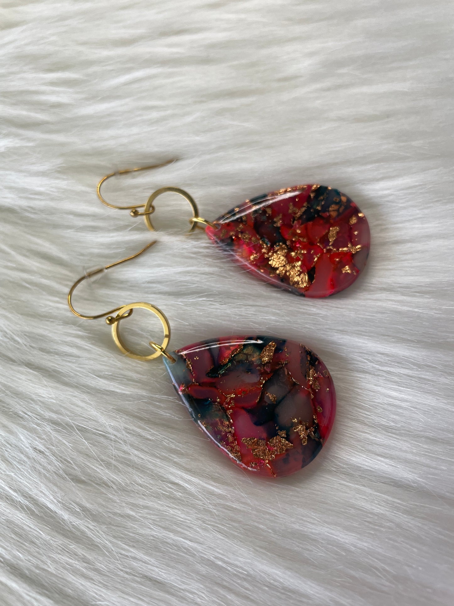 Two-tiered teardrop stained glass dangles