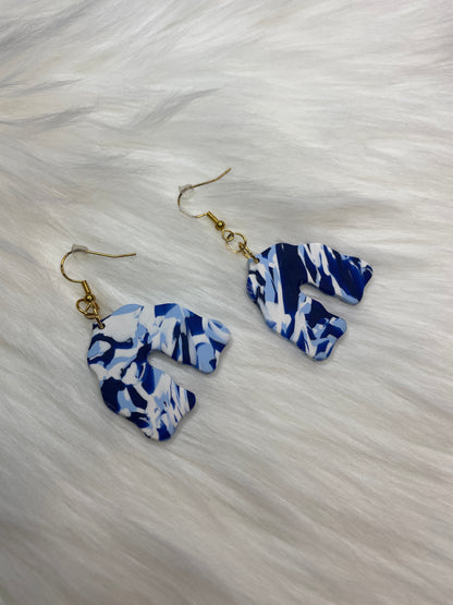 White, Light Blue, & Navy Striped Arch Dangles