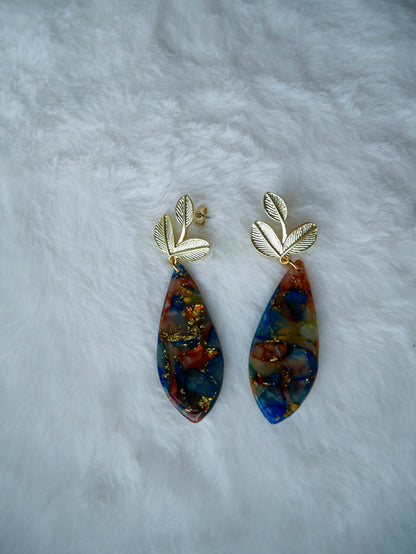 Multi-colored stained glass slender dangles