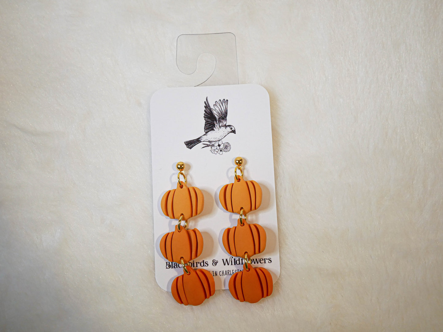 Three tiered ombre pumpkin dangle earrings | Halloween earrings