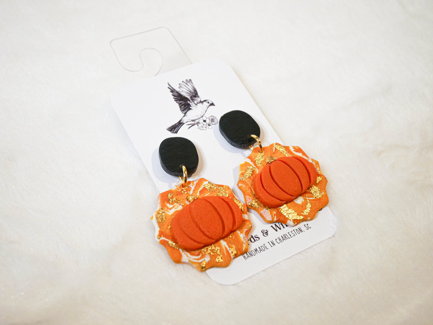 Pumpkin dangle earrings | Halloween earrings