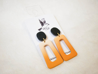 Orange ombre rectangle dangle earrings | Halloween earrings