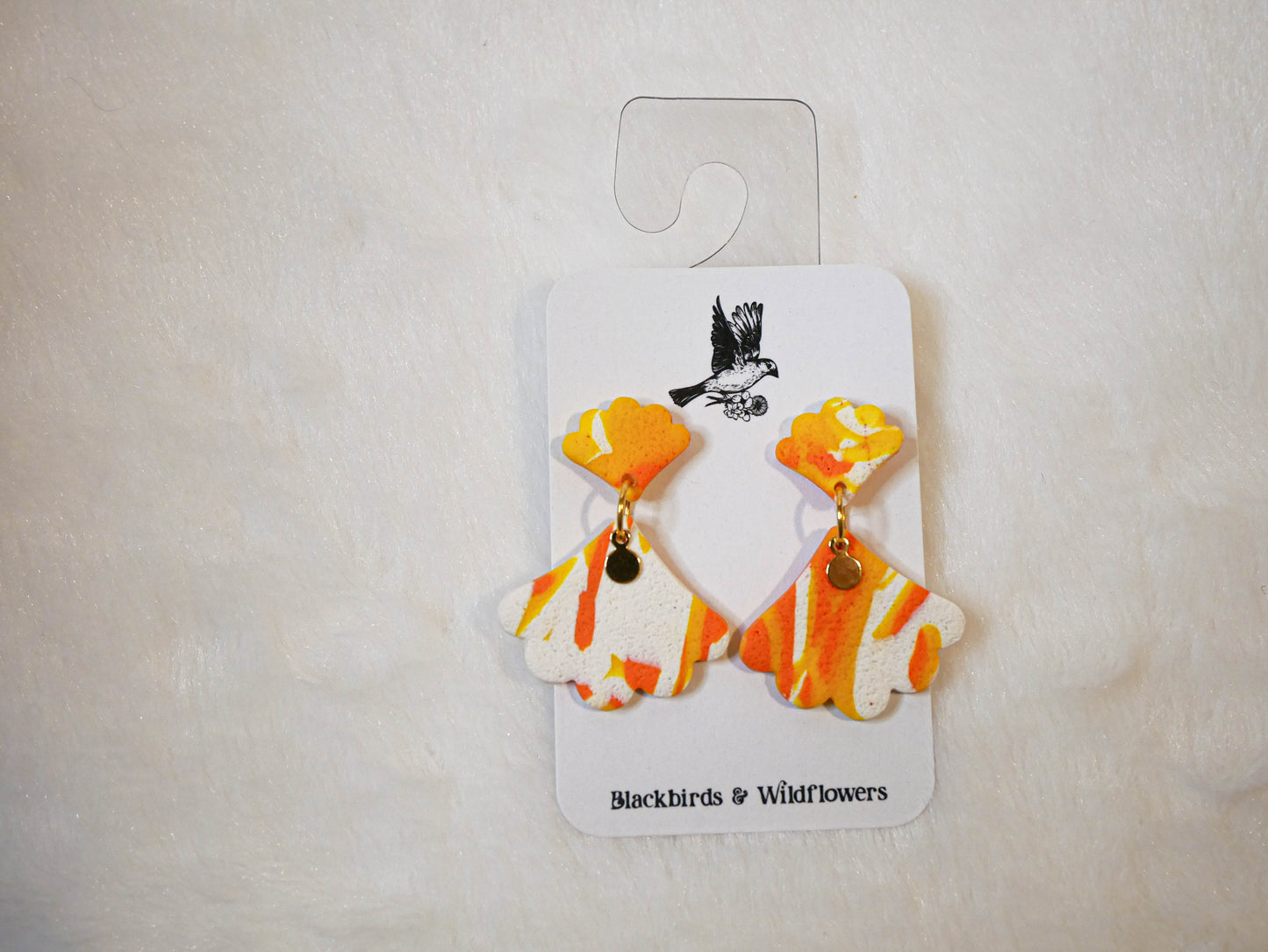 White, Yellow, & Orange Scalloped Dangles