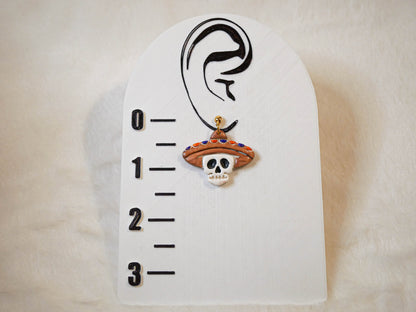 Skull with sombrero dangle earrings | Halloween earrings