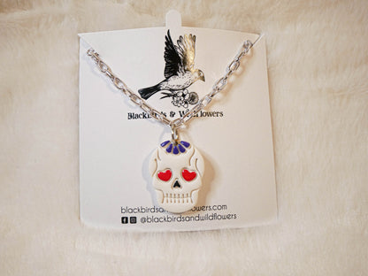 Skull paper clip necklace | Halloween necklace