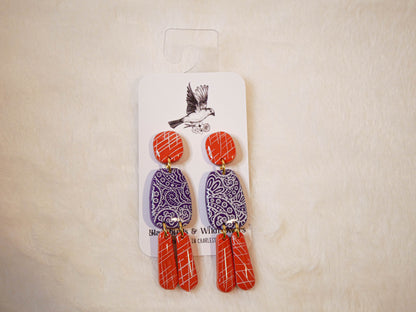 Three tiered paisley dangles | Gameday earrings | Fall earrings