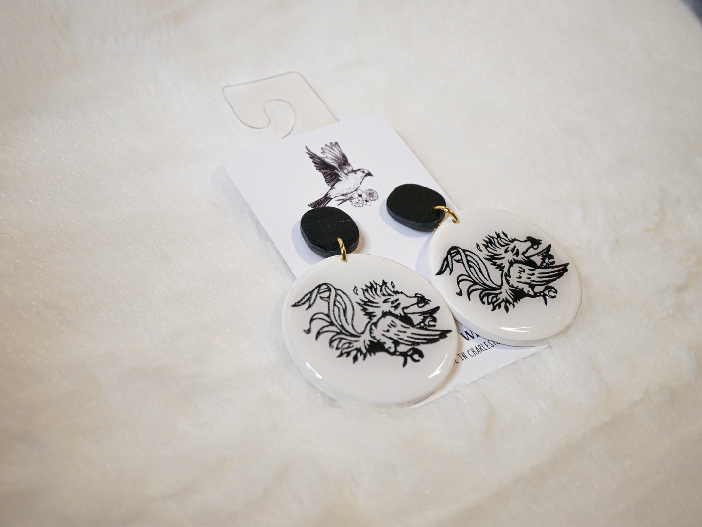 Round Gamecock dangle earrings | Gameday earrings | Fall earrings