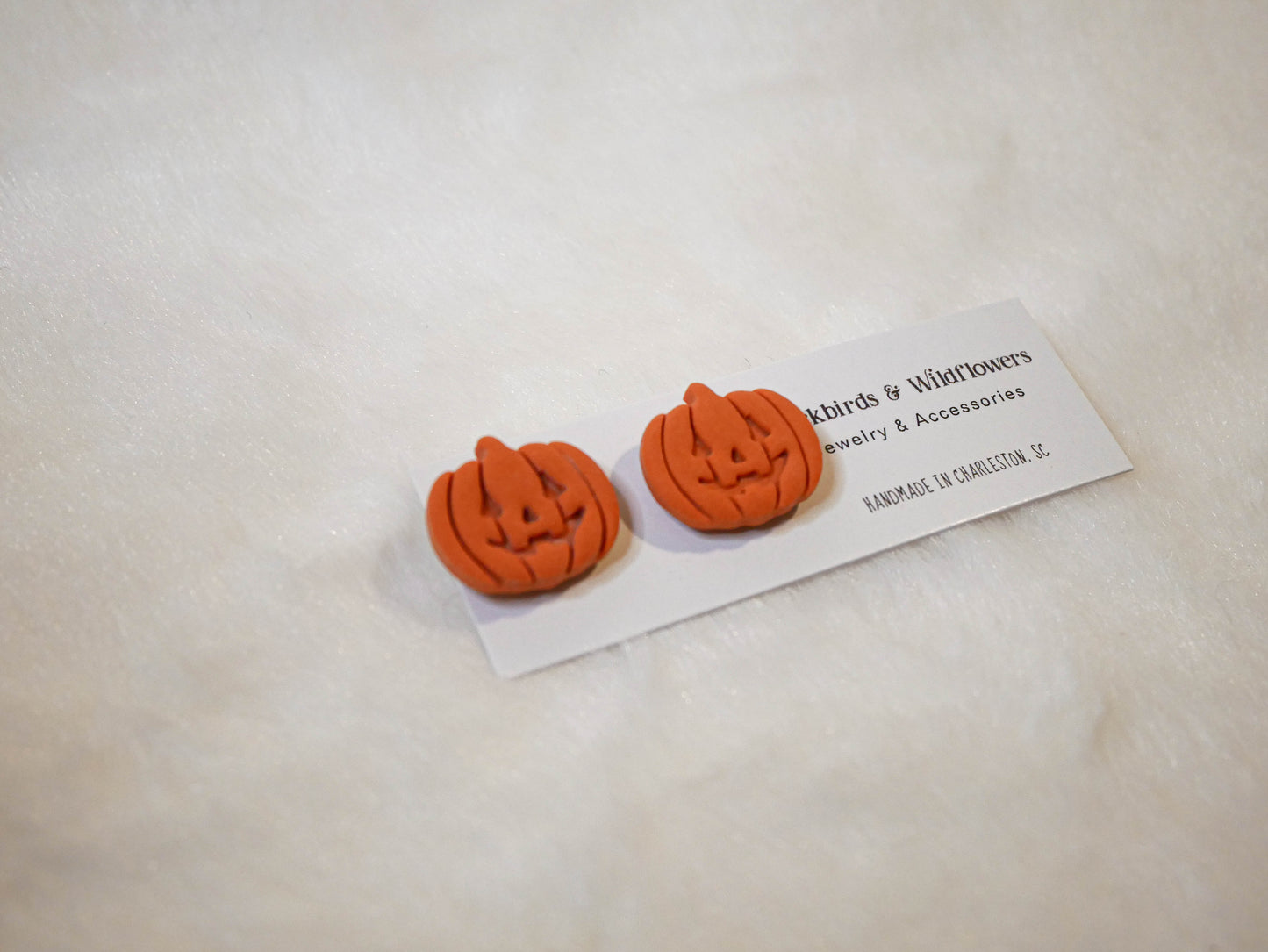 Jack O' Lantern stud earrings | Halloween earrings | Fall earrings