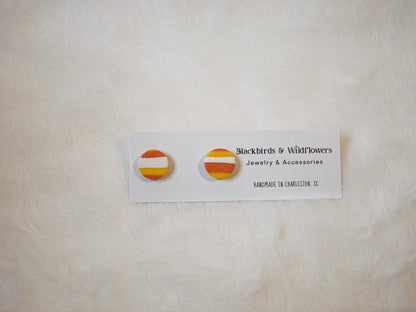 Orange, yellow, and white stud earrings | Halloween earrings | Fall earrings