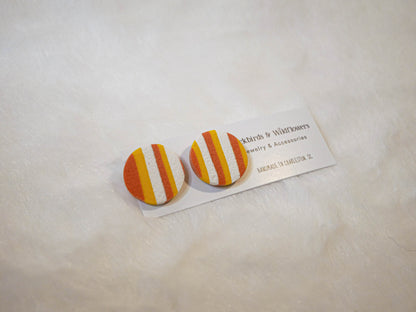 Orange, yellow, and white stud earrings | Halloween earrings | Fall earrings