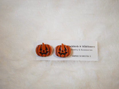 Jack O' Lantern stud earrings | Halloween earrings | Fall earrings