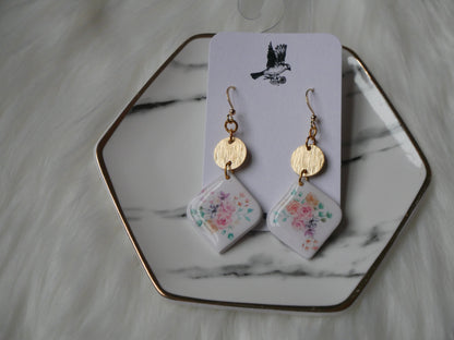 White Diamond Floral Dangles