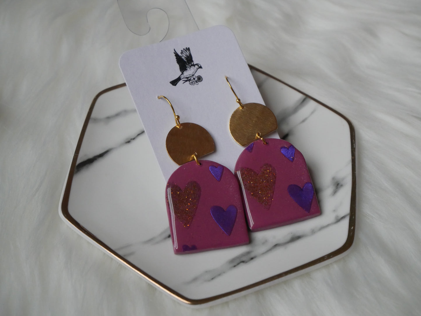 Glitter heart dangles