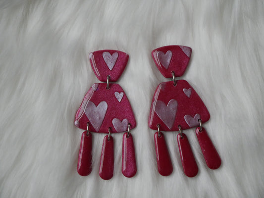 Three tiered glitter heart dangles