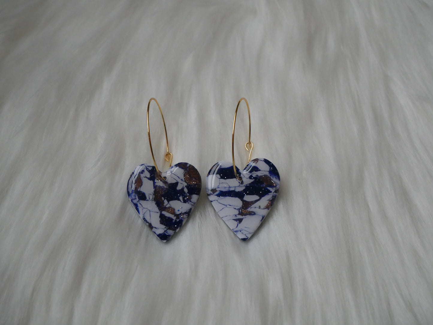 Double sided heart hoop dangles