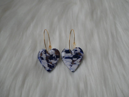 Double sided heart hoop dangles