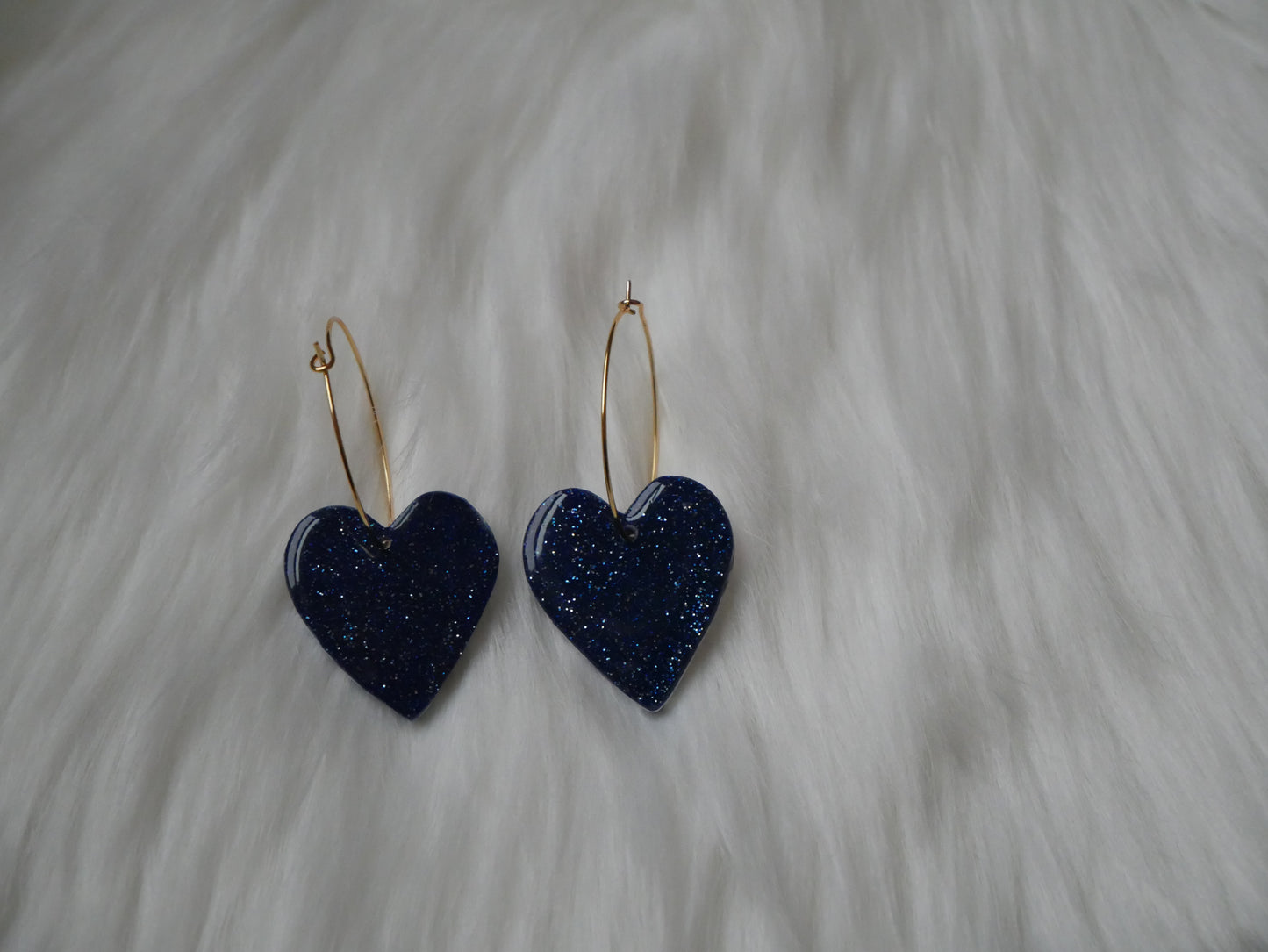 Double sided heart hoop dangles