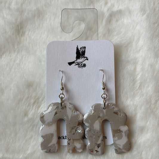 White, Silver, Translucent, and Gray Charleston Pluff Mud Arch Dangles