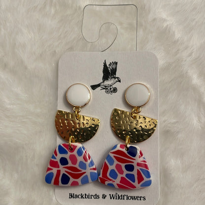 Red, white, and blue dangles