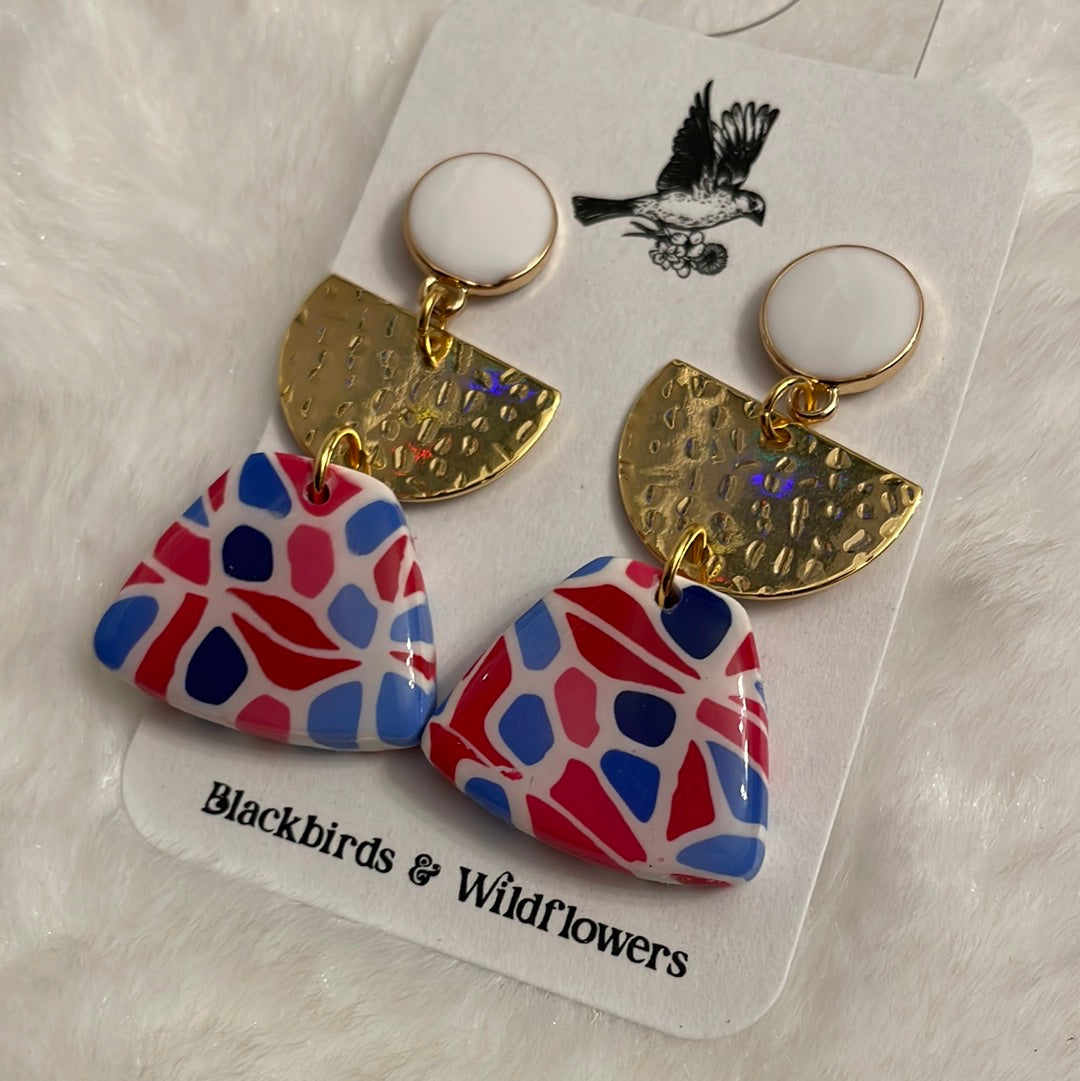 Red, white, and blue dangles